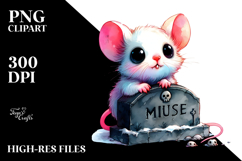 Vibrant Baby Mouse with Grave | Sublimation Clipart Product Image 2