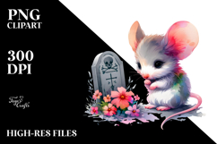 Vibrant Baby Mouse with Grave | Sublimation Clipart Product Image 2