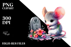 Vibrant Baby Mouse with Grave | Sublimation Clipart Product Image 2