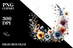 Watercolor Wild Flowers Frame | Sublimation | Clipart Product Image 1
