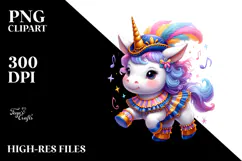 Colorful Baby Unicorn Cajun Two-step Dancer PNG Product Image 2