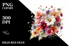 Colorful Bouquet with Cosmos, GOLD FOIL Splash Product Image 3