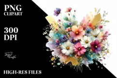 Colorful Bouquet with Cosmos, GOLD FOIL Splash Product Image 3
