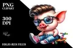 Excited Baby Pig Watercolor Product Image 1