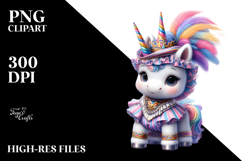 Colorful Baby Unicorn in Zydeco Dancer&#039;s Attire PNG Product Image 2