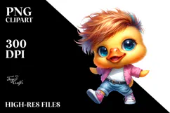 Expressive Baby Duck with Cool Haircut PNG Product Image 2