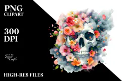 Colorful Spring Flower Skull PNG Product Image 2