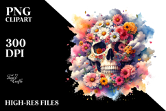 Colorful Spring Flower Skull PNG Product Image 2