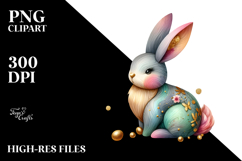 Colorful Bunny made of Wood with Golden Insertions Product Image 2