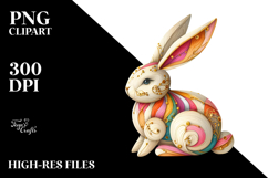 Colorful Bunny Made of Wood PNG Product Image 2