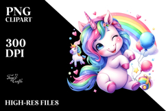 Cute Unicorn Playing, PNG Product Image 2