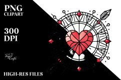 Lineart Stained Heart with Arrow PNG Product Image 2