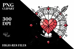 Lineart Stained Heart with Arrow PNG Product Image 2