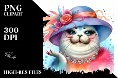 Whimsical Cute Seal Portrait Watercolor Clipart Product Image 1