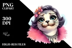 Whimsical Cute Seal Portrait Watercolor Clipart Product Image 1