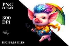 Cute Baby Pig with Cool Haircut, Style PNG Product Image 2
