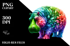 Vibrant Hippo with Abstract Design, 20 oz Tumbler Product Image 2