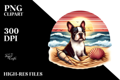 Boston Terrier in Sunset Scene | Sublimation Clipart Product Image 2