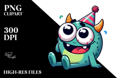 Cute Monster with Party Hat, High-Res PNG Product Image 2