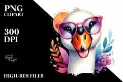 Vibrant Swan Watercolor Sunglasses Clipart Product Image 3