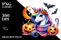 Colorful Drawing Halloween Unicorn Clipart Product Image 2