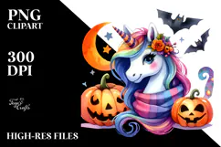 Colorful Drawing Halloween Unicorn Clipart Product Image 2