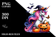 Vibrant Halloween Unicorn | Sublimation Clipart Product Image 2