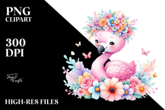 Cute Cartoon-Style Flamingo Watercolor Product Image 2