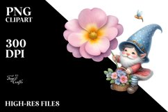 Floating Small Gnome with Primrose PNG Product Image 2