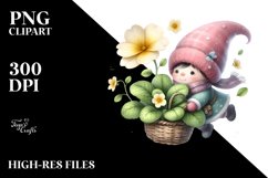 Floating Small Gnome with Primrose PNG Product Image 2