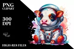 Colorful Baby Cow Astronaut PNG Product Image 3