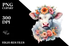 Colorful Cow with Flower Garland PNG Product Image 2