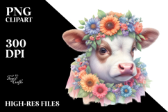 Colorful Cow with Flower Garland PNG Product Image 2