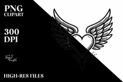 Heart with Wings Tattoo Style Art Product Image 2