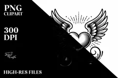 Heart with Wings Tattoo Style Illustration Product Image 2