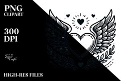 Heart with Wings Tattoo Style Drawing Product Image 2