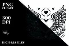 Heart with Wings Tattoo Style Drawing Product Image 2