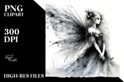Washed Watercolor Gothic Fairy, High-Res PNG Product Image 2