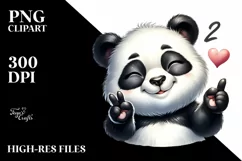 Detailed Cute Panda Watercolor Love Clipart Product Image 3