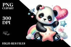 Colorful Baby Panda on Star PNG Product Image 2