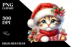 Christmas Baby Cat with Big Eyes PNG Product Image 3