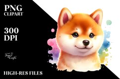 Colorful Watercolor Shiba Inu | Sublimation | Clipart Product Image 1