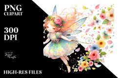 Colorful Whimsical Fairy with Petals | Sublimation | Clipart Product Image 3