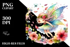 Colorful Whimsical Fairy with Petals | Sublimation | Clipart Product Image 1