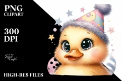 Baby Duck with Party Hat PNG Product Image 3