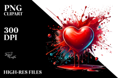 Colorful Digital Painting of Red Heart PNG Product Image 2