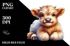 Cute Baby Highland Cow PNG Product Image 1