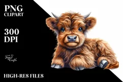 Cute Baby Highland Cow PNG Product Image 1