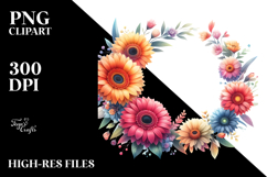 Watercolor Floral Frame with Gerbera PNG Product Image 2