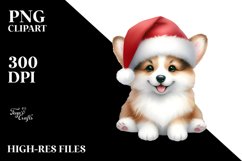 santa hat,pembroke welsh corgi,pastel colors Product Image 1